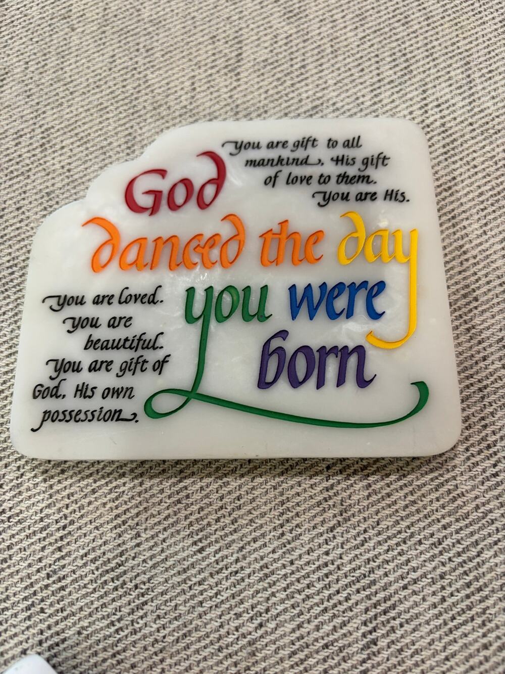 Vtg Abbey Press "God Danced The Day You Were Born" Marble-Look Keepsake Plaque